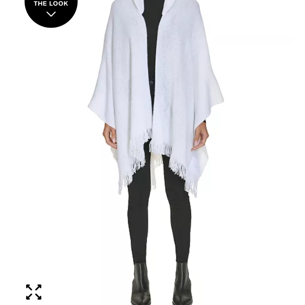 Calvin Klein White Women's Fringe Cape